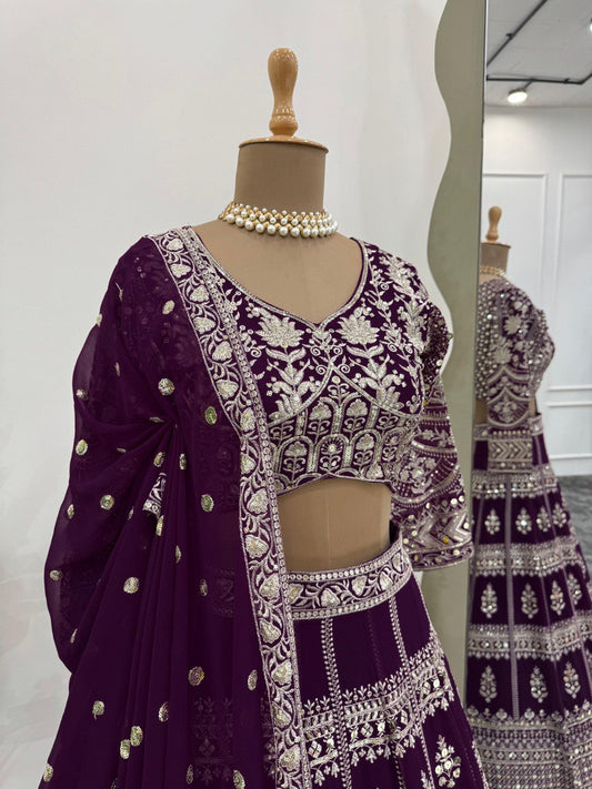 Lehenga Set Details Elegant Design with Sequins & Thread Work