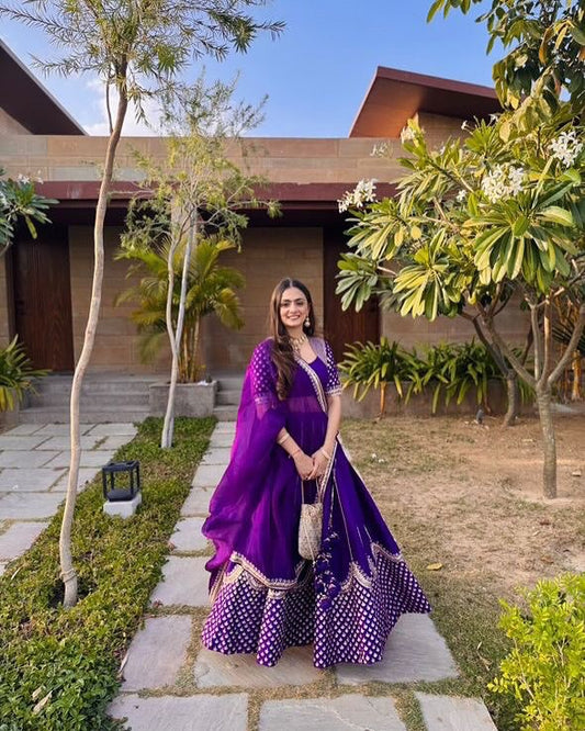 Wedding Special Purple Color Party Wear Designer Embroidery Lehenga Choli