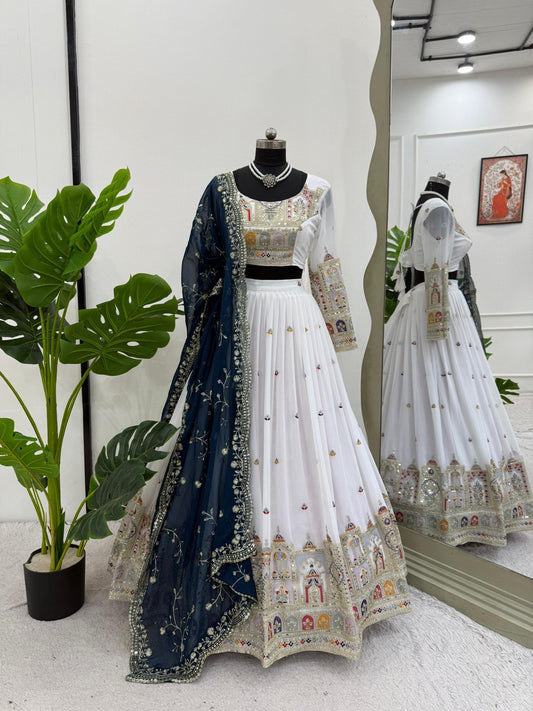 Wedding Special Most Trending White Color Designer Lehenga Choli