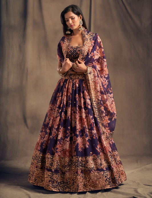 Wedding Special attractive Printed and embroidery Lehenga Choli