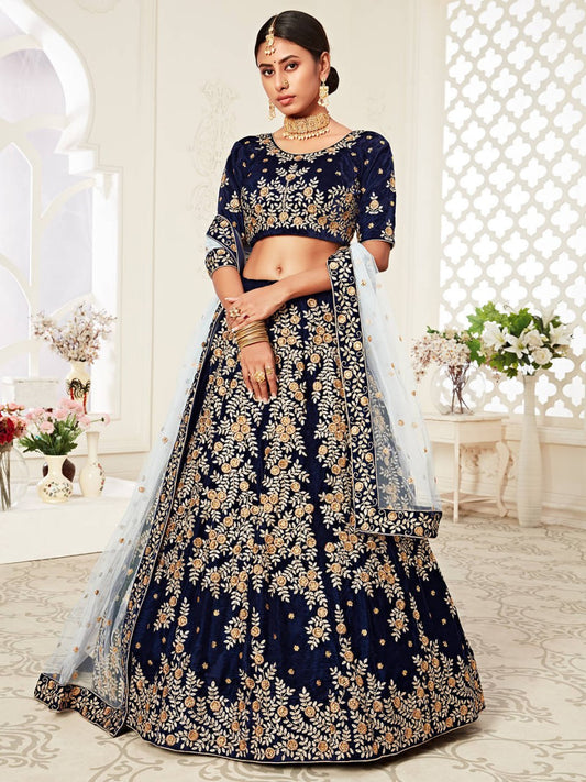 Wedding Special Navy Blue Bridal Lehenga